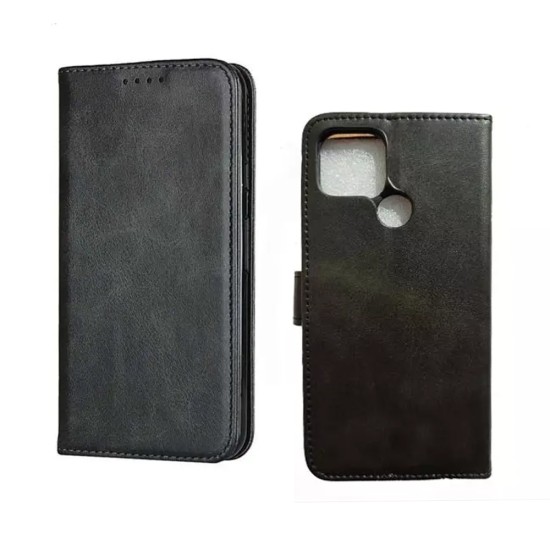 Leather Flip Cover with Internal Pocket For Oppo A15 Black Leather Flip Cover with Internal Pocket For Oppo A15 Black